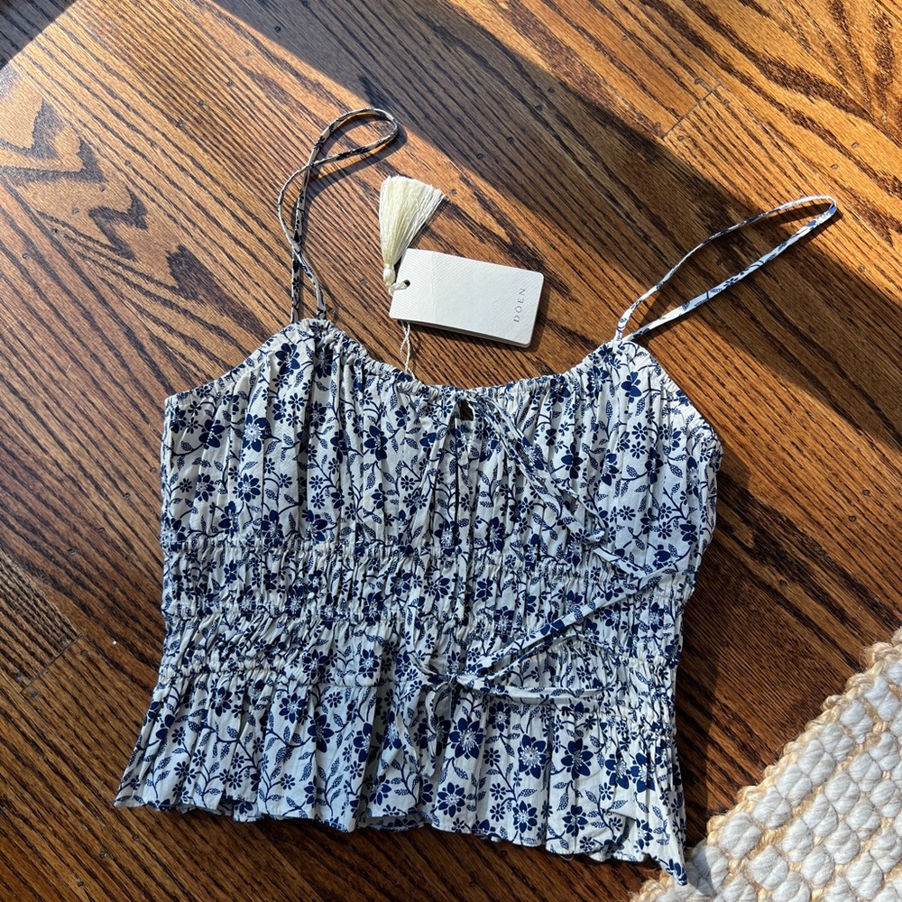 Doên Finella Top in Cream Jessamine Calico